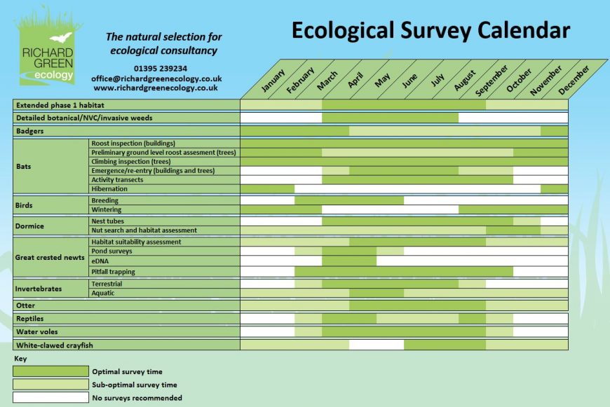 Richard Green Ecology Survey Calendar 2017 v2 Richard Green Ecology